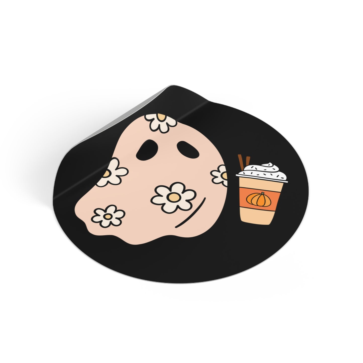 Peach Flower Ghost, Water-Resistant Vinyl Sticker