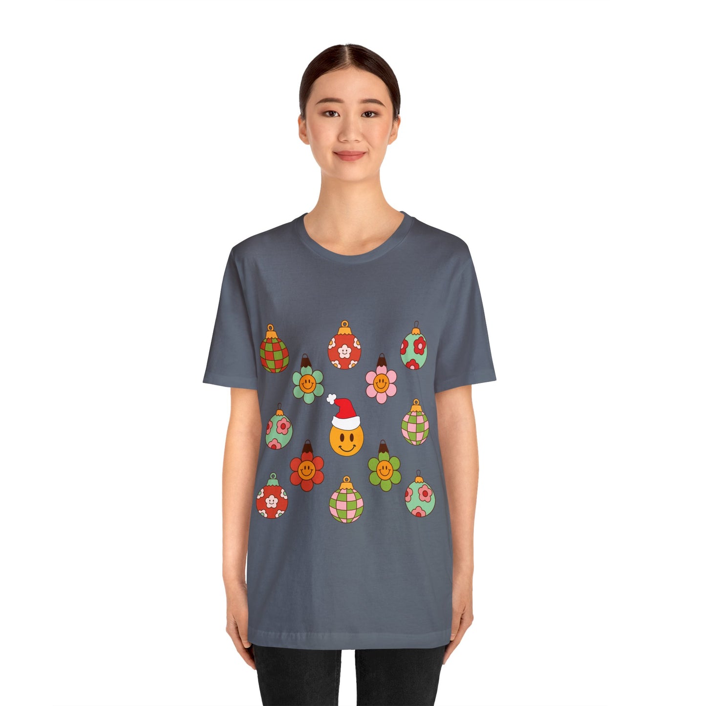 Groovy Smiley Christmas with NO back design - Unisex T-shirt