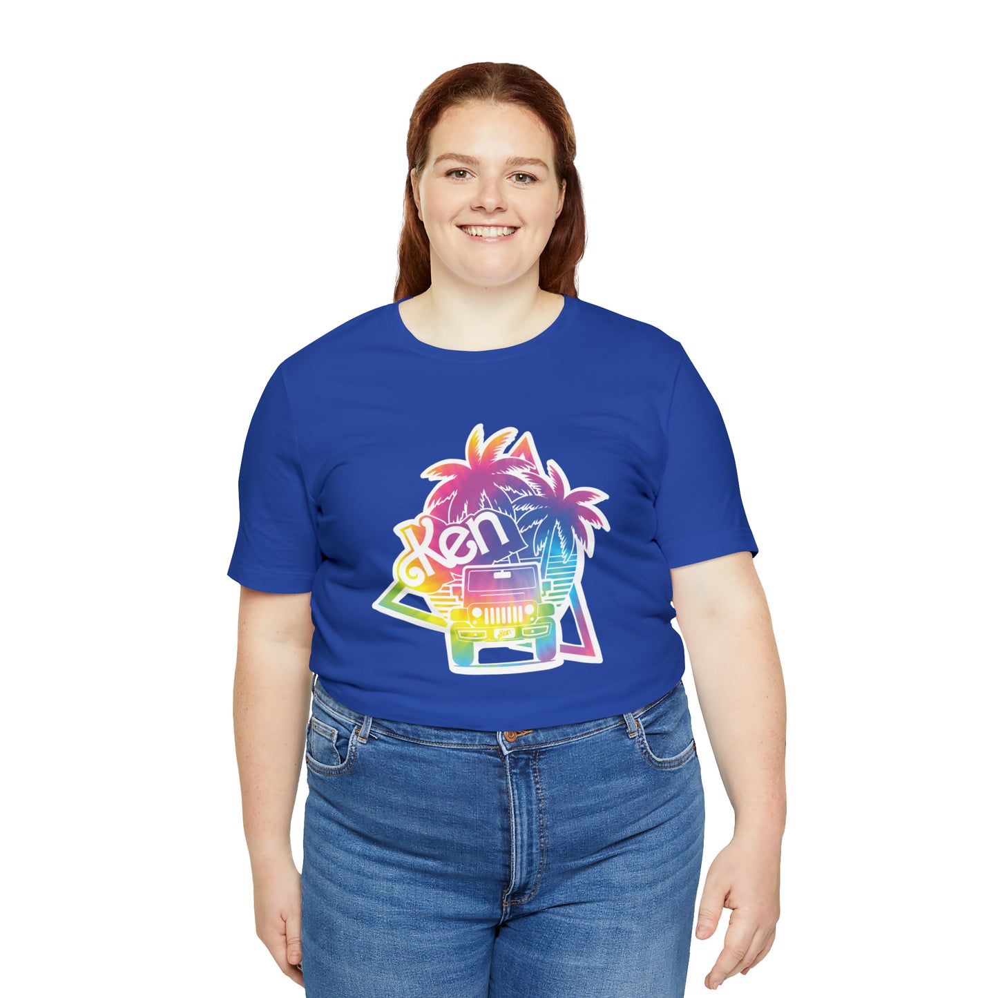 White sticker tie dye, Beep Beep KEN Jeep, Unisex Jersey Short Sleeve Tee