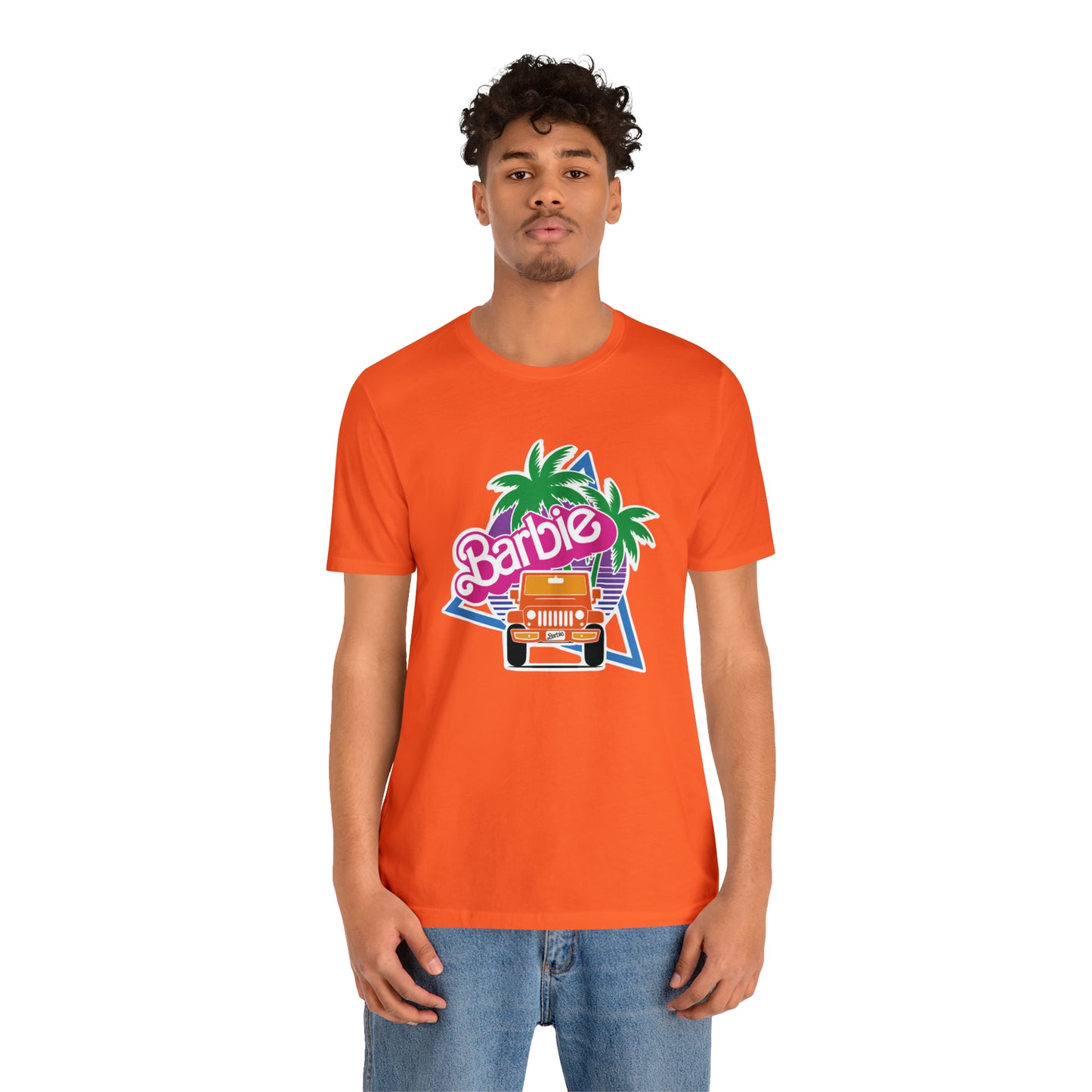 Orange, Beep Beep Barbie Jeep, Unisex Jersey Short Sleeve Tee