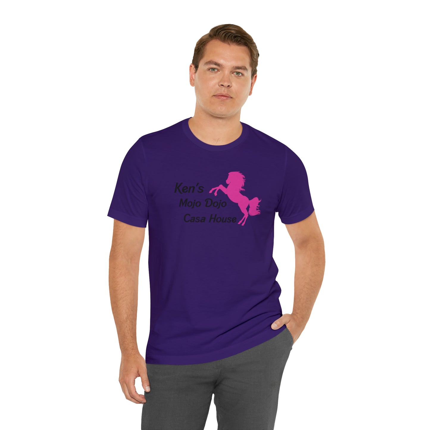 Pink Silhouette Horse, Mojo Dojo Casa House, Unisex Jersey Short Sleeve Tee