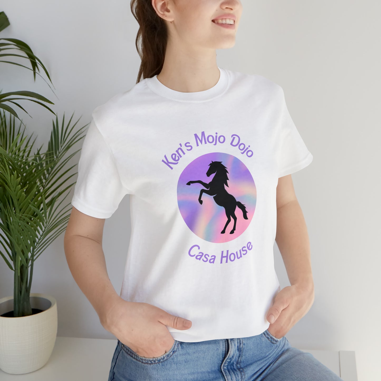 Candy Cane Horse, Mojo Dojo Casa House, Unisex Jersey Short Sleeve Tee