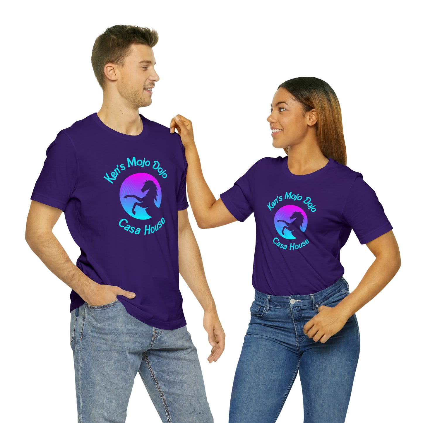 Neon Teal Moon: Mojo Dojo Casa House, Unisex Jersey Short Sleeve Tee