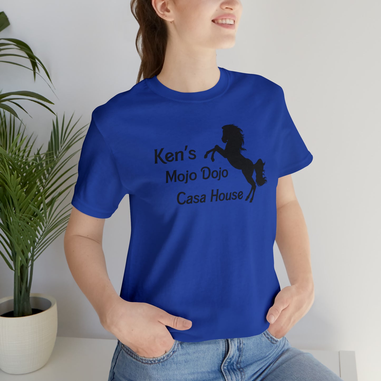 Black Silhouette Horse, Mojo Dojo Casa House, Unisex Jersey Short Sleeve Tee