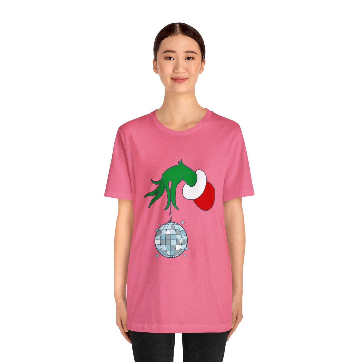 Back design - Grinchy Groovy and Bright Jingle Disco Ball - Unisex T-shirt