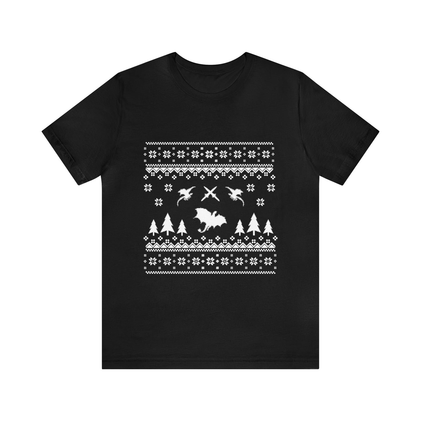 8-bit Fair Isle Dragon Christmas - Version 4 - Unisex T-shirt