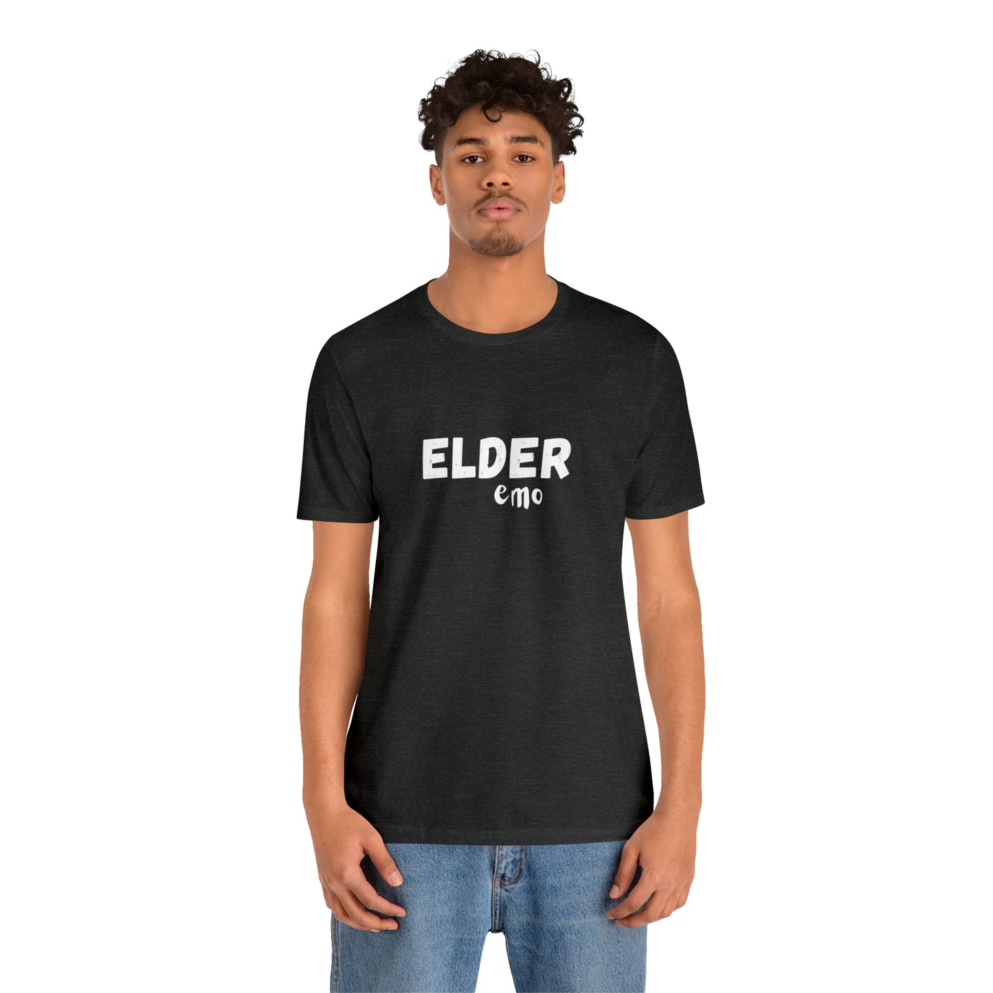 No paint WHITE LETTER Elder Emo, Unisex Jersey Short Sleeve Tee