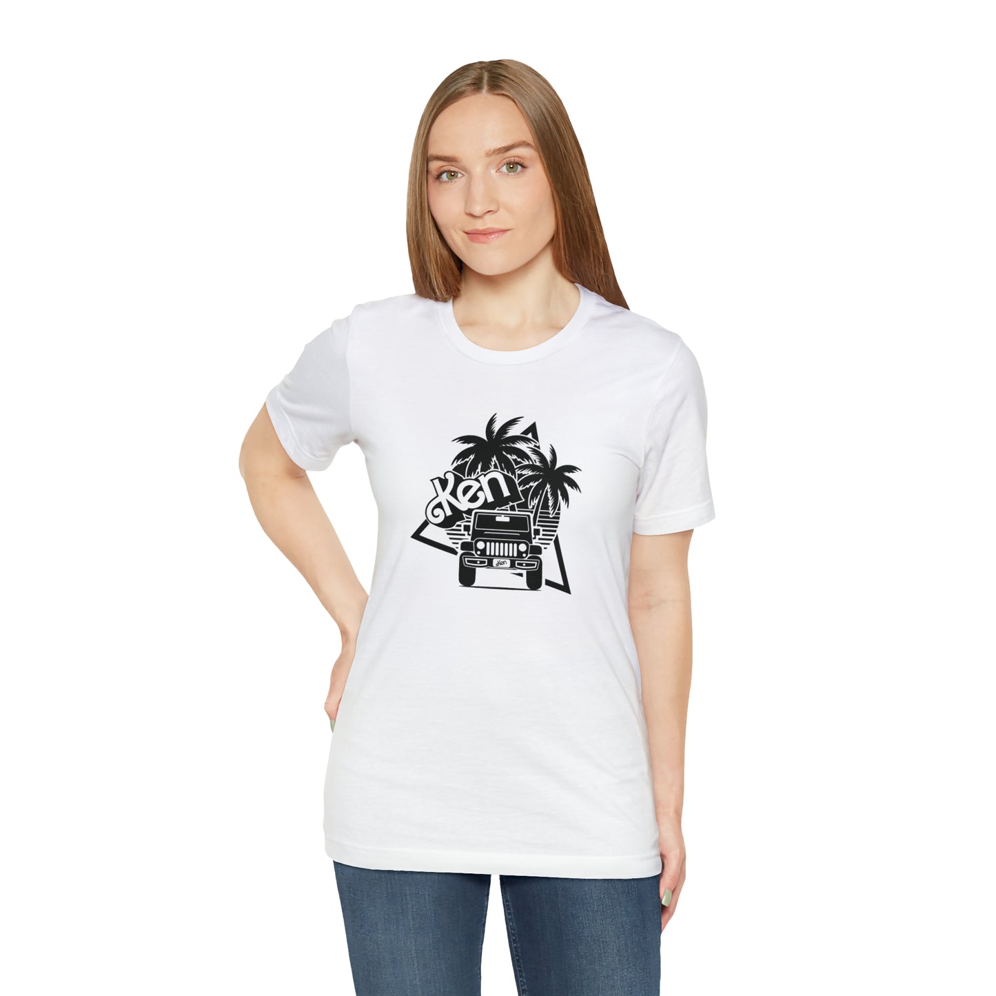 Black and White, Beep Beep Barbie KEN, Unisex Jersey Short Sleeve Tee
