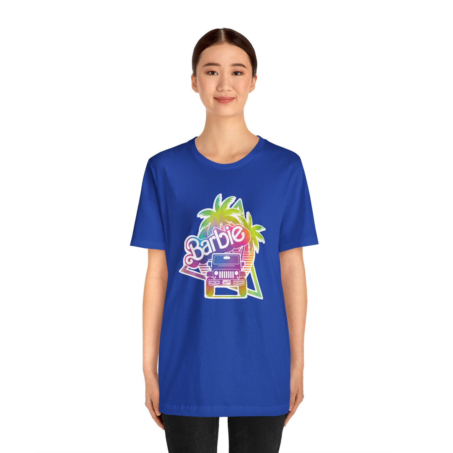 Tie dye 1, Beep Beep Barbie Jeep, Unisex Jersey Short Sleeve Tee