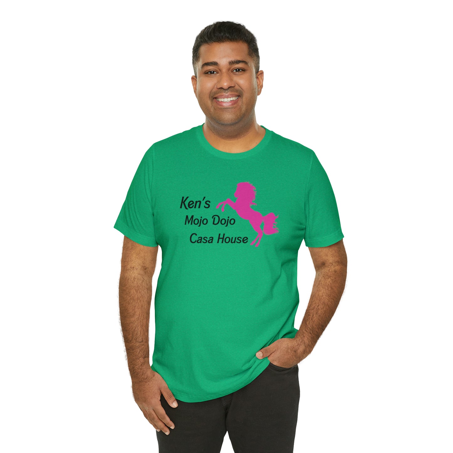 Pink Silhouette Horse, Mojo Dojo Casa House, Unisex Jersey Short Sleeve Tee