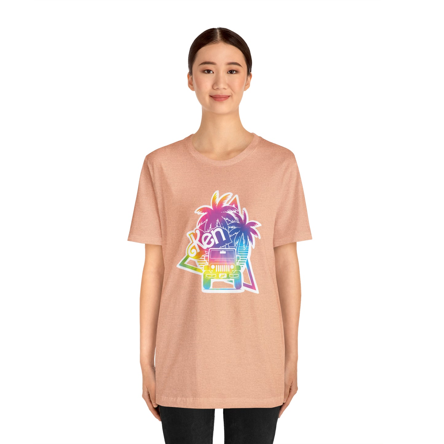 White sticker tie dye, Beep Beep KEN Jeep, Unisex Jersey Short Sleeve Tee