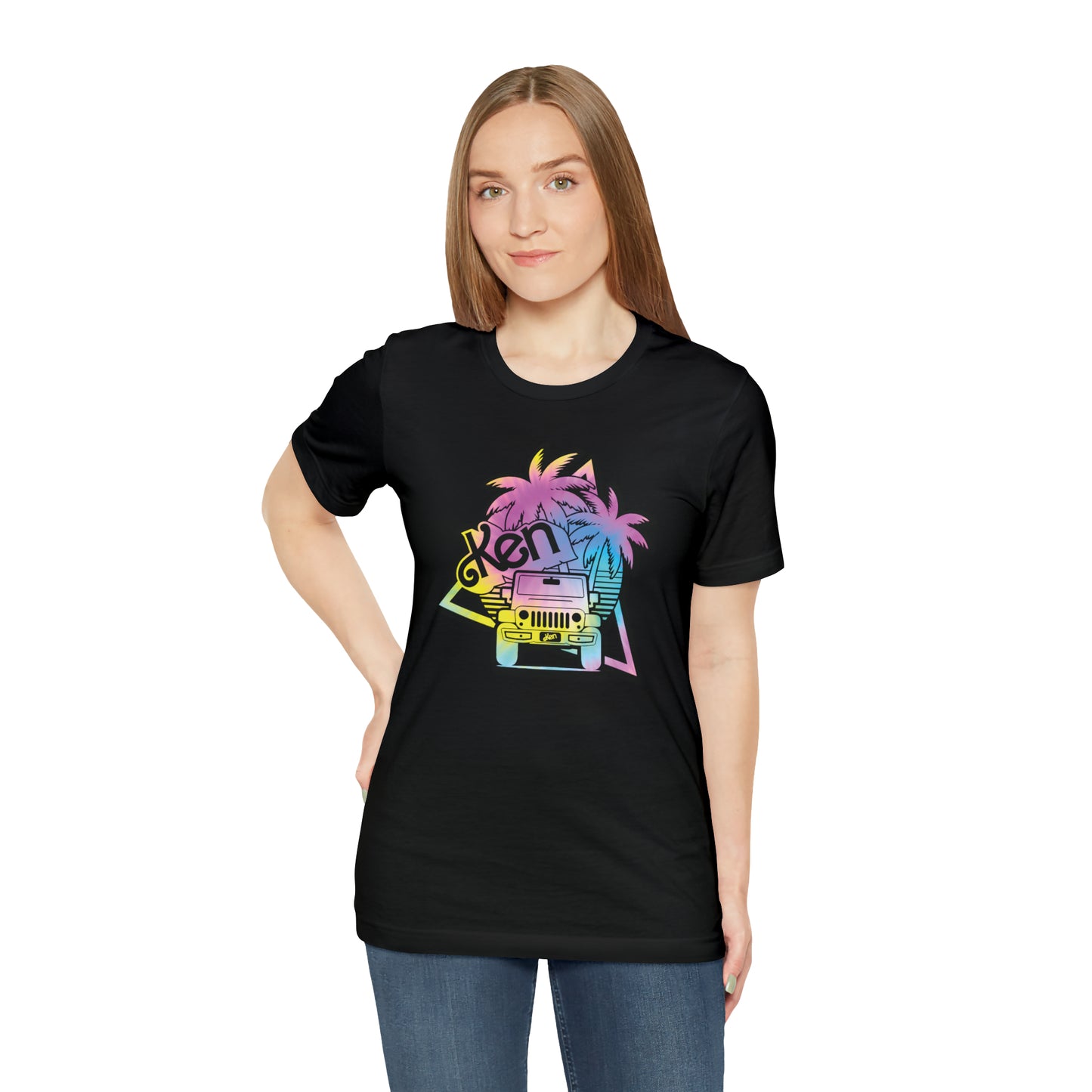 black outline tie dye, Beep Beep KEN Jeep, Unisex Jersey Short Sleeve Tee
