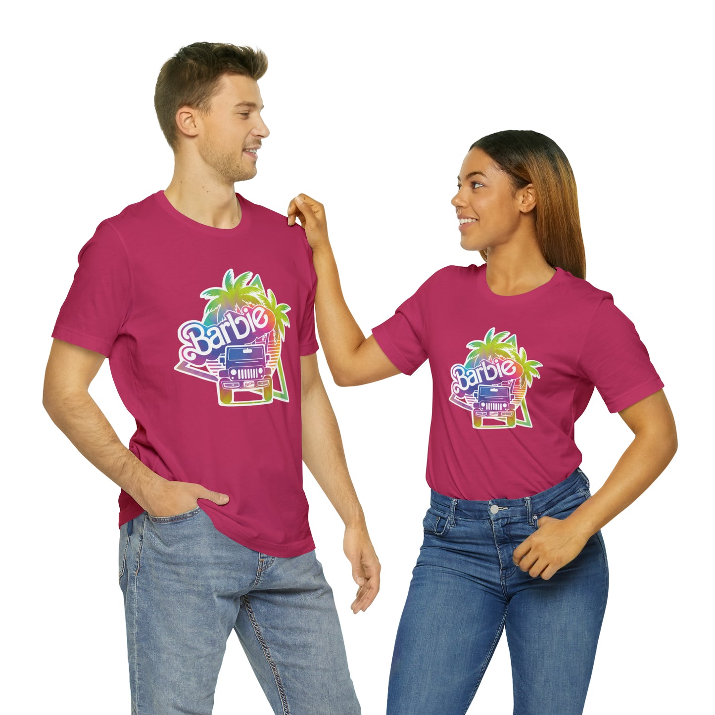 Tie dye 1, Beep Beep Barbie Jeep, Unisex Jersey Short Sleeve Tee