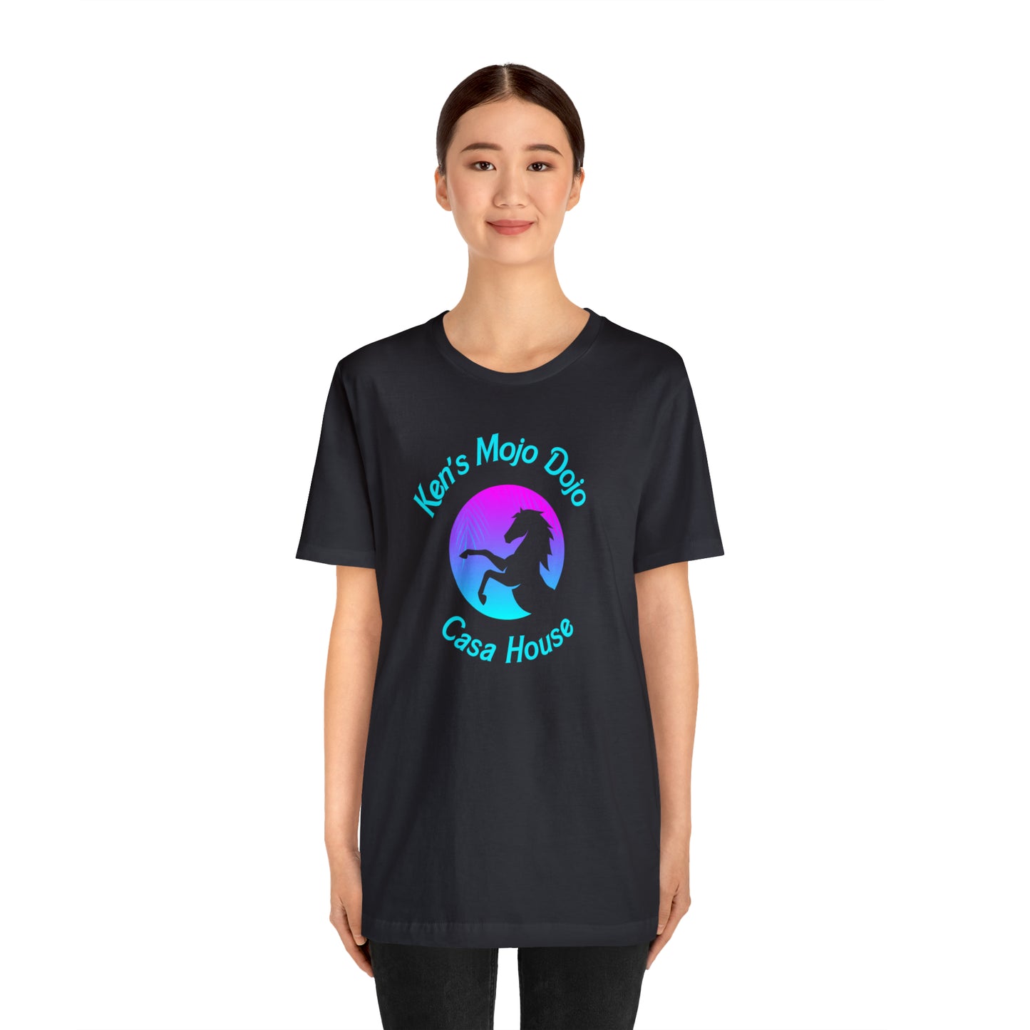 Neon Teal Moon: Mojo Dojo Casa House, Unisex Jersey Short Sleeve Tee