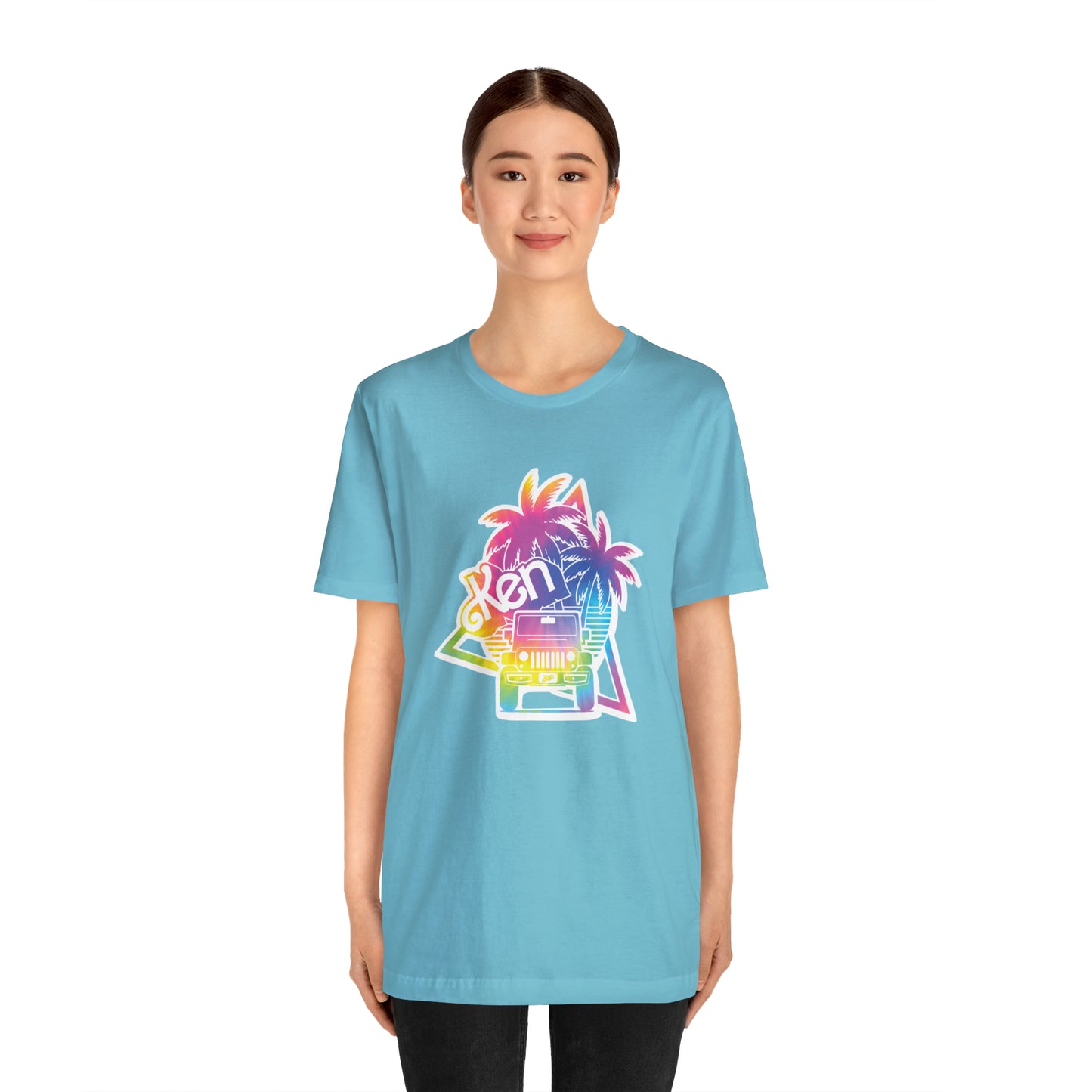 White sticker tie dye, Beep Beep KEN Jeep, Unisex Jersey Short Sleeve Tee