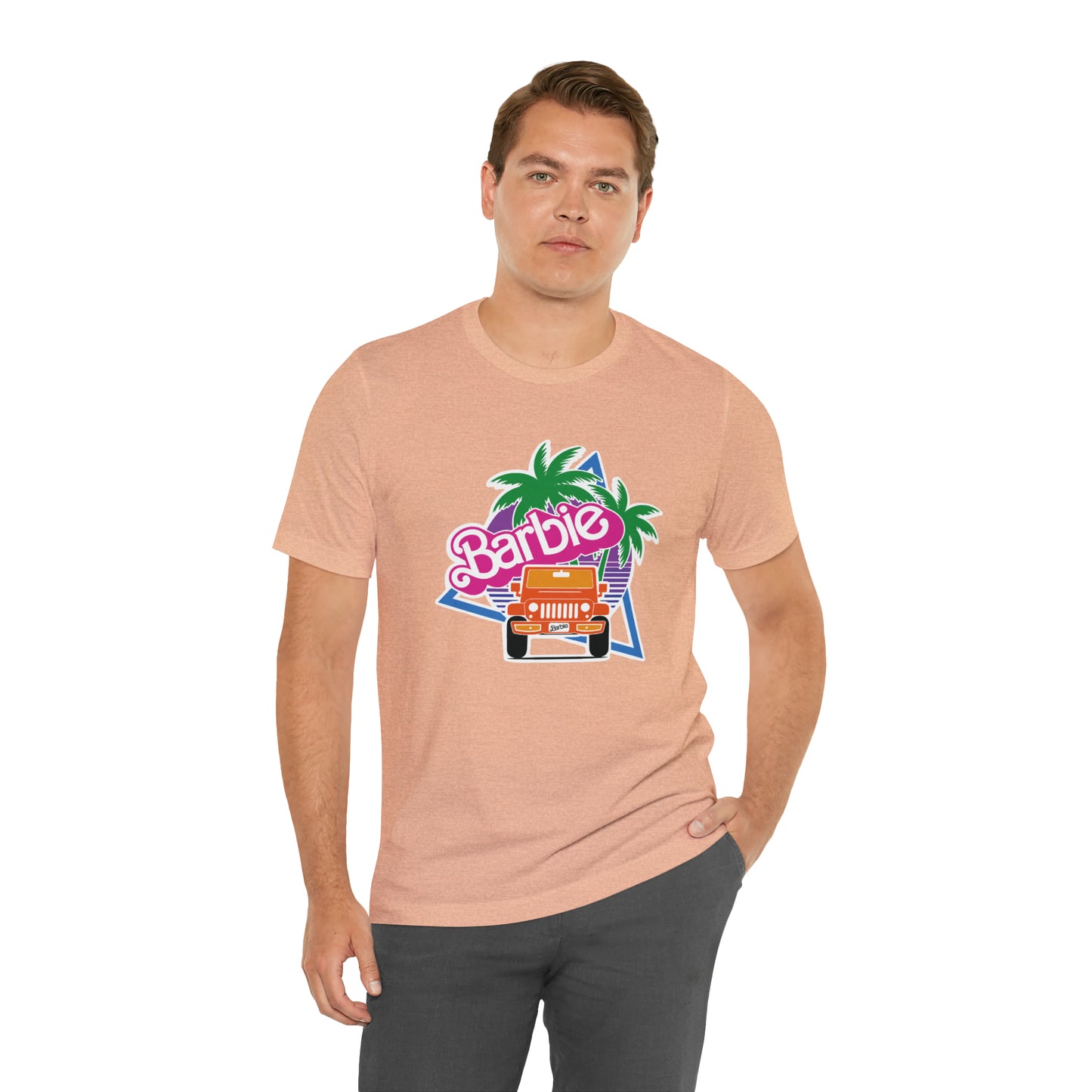Orange, Beep Beep Barbie Jeep, Unisex Jersey Short Sleeve Tee
