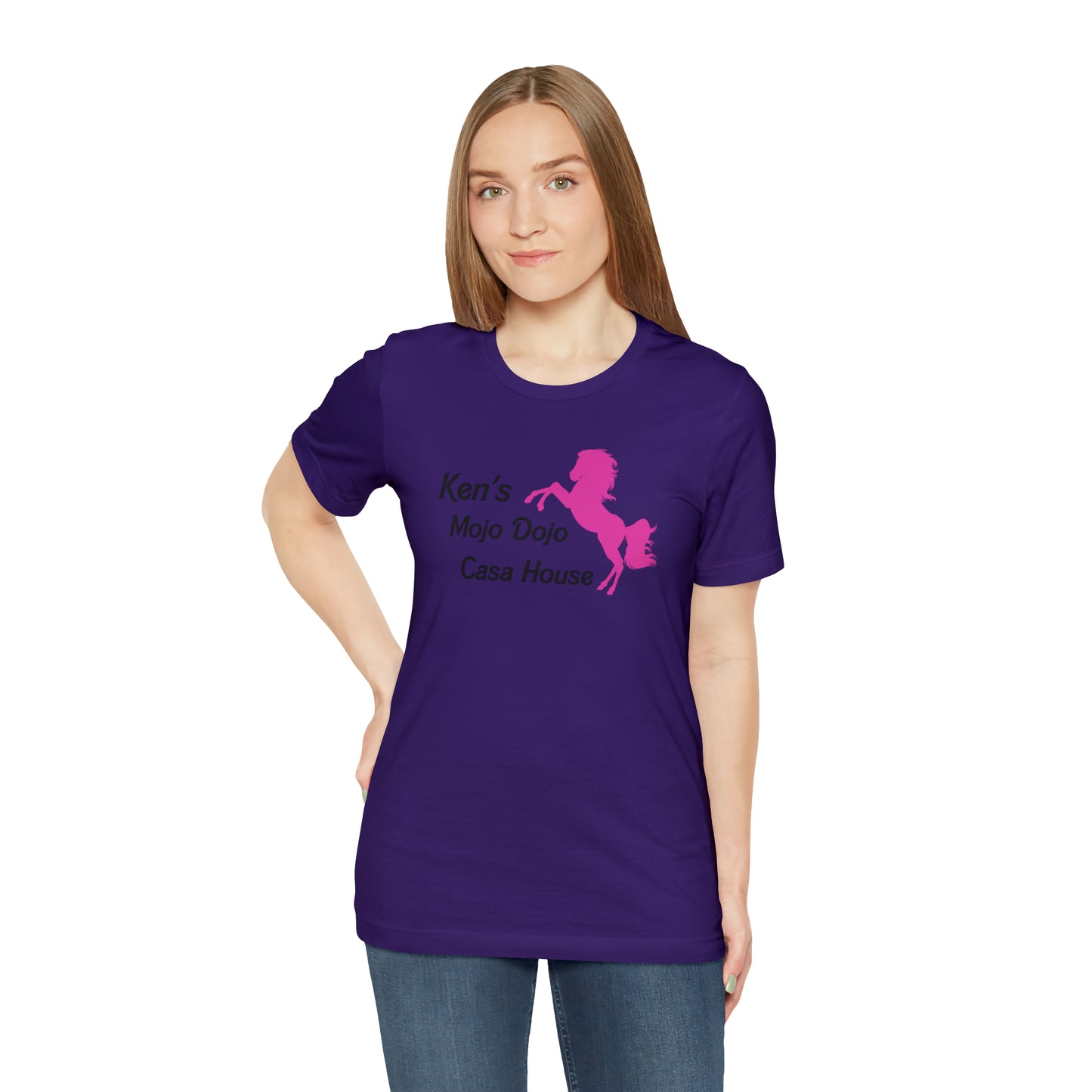 Pink Silhouette Horse, Mojo Dojo Casa House, Unisex Jersey Short Sleeve Tee