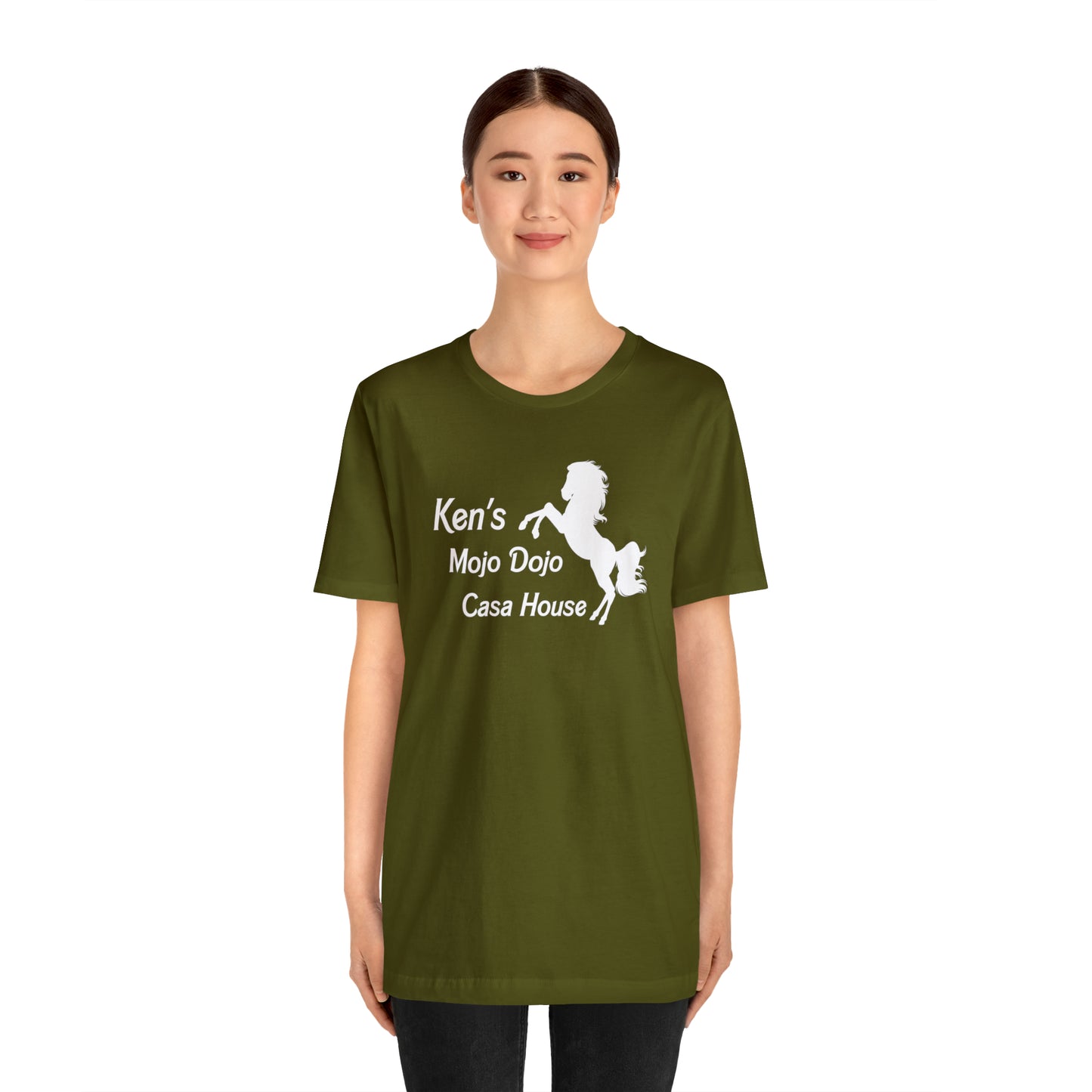 White Silhouette Horse, Mojo Dojo Casa House, Unisex Jersey Short Sleeve Tee