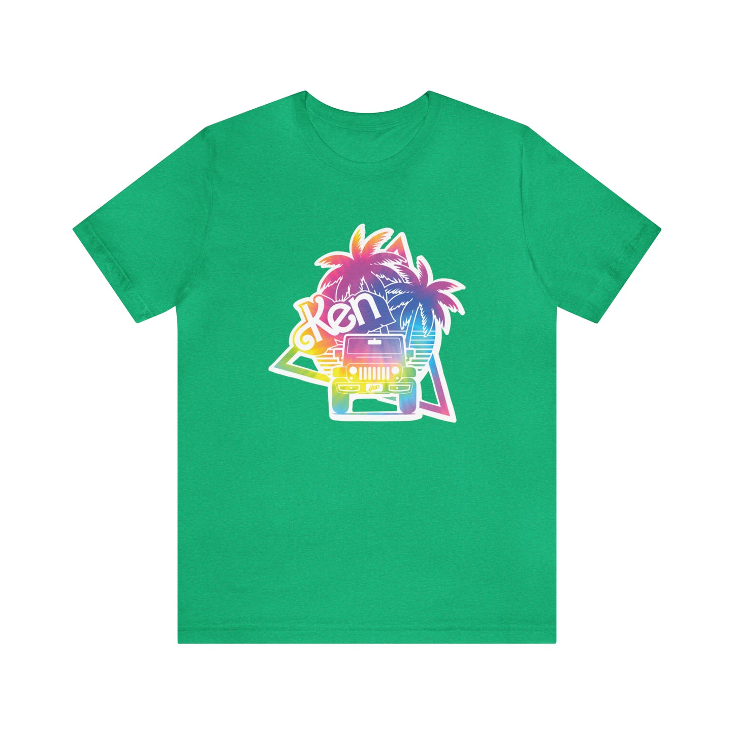White sticker tie dye, Beep Beep KEN Jeep, Unisex Jersey Short Sleeve Tee