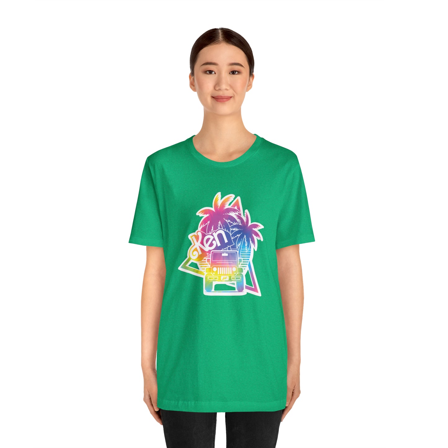 White sticker tie dye, Beep Beep KEN Jeep, Unisex Jersey Short Sleeve Tee