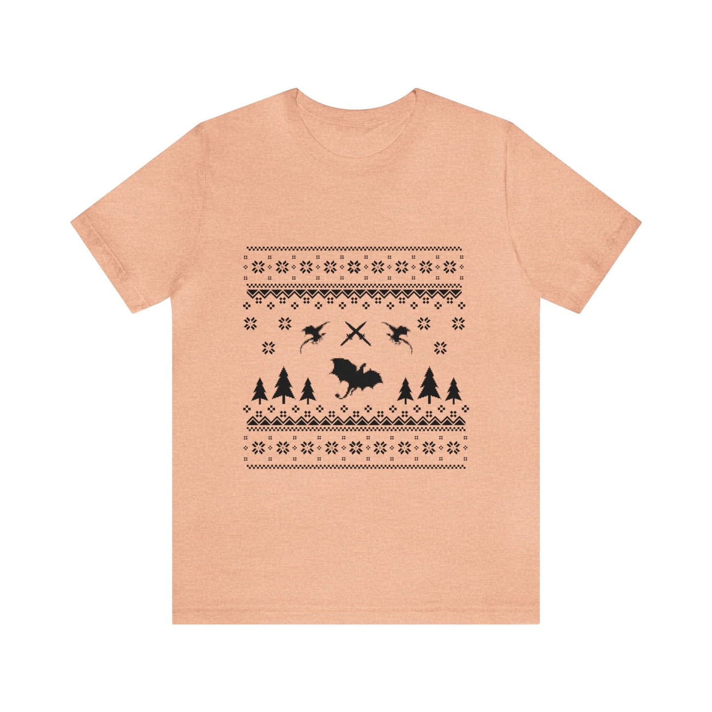 8-bit Fair Isle Dragon Christmas - Version 4 - Unisex T-shirt