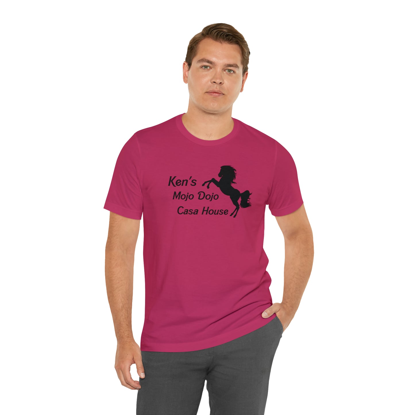 Black Silhouette Horse, Mojo Dojo Casa House, Unisex Jersey Short Sleeve Tee