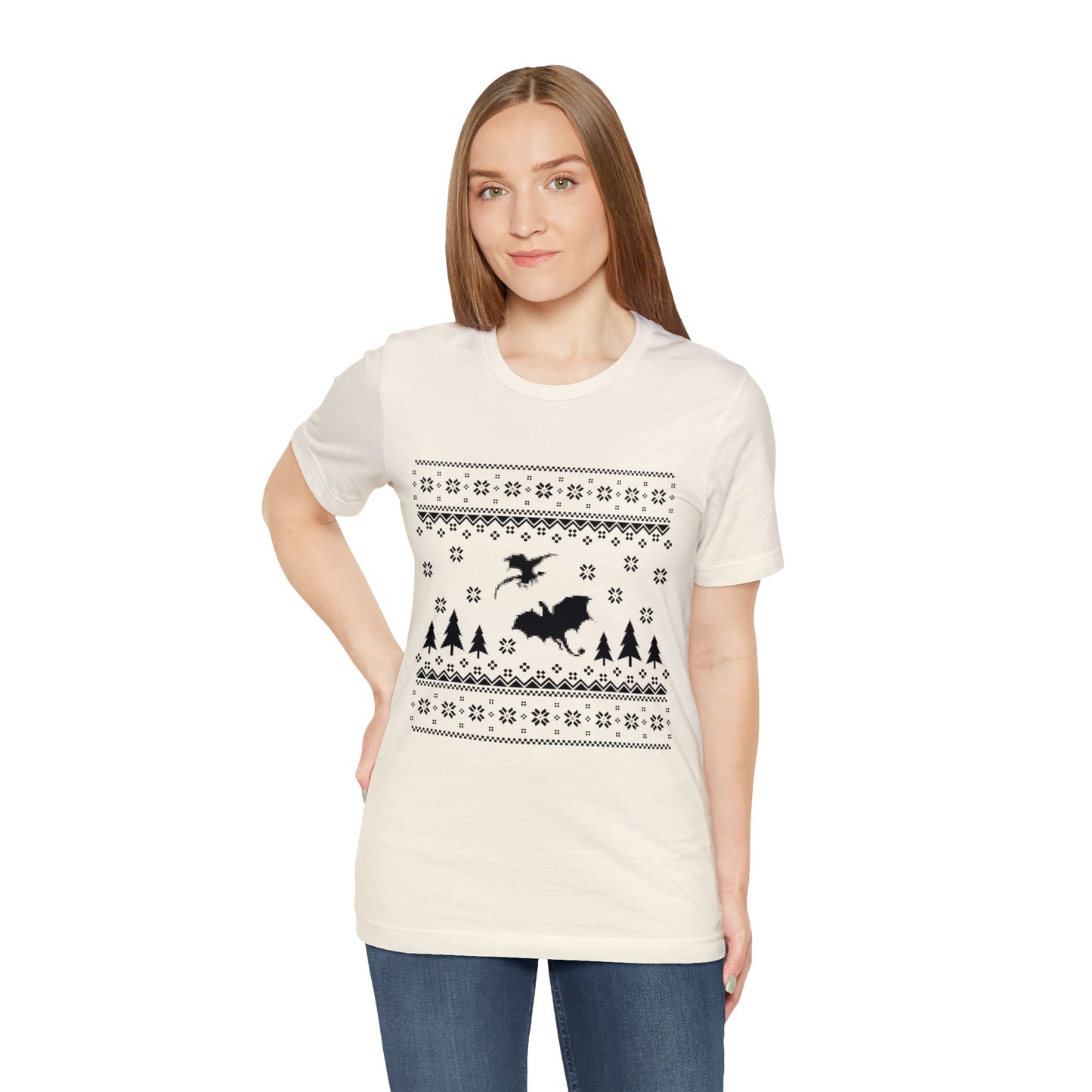 8-bit Fair Isle Dragon Christmas Version 5 - Unisex T-shirt