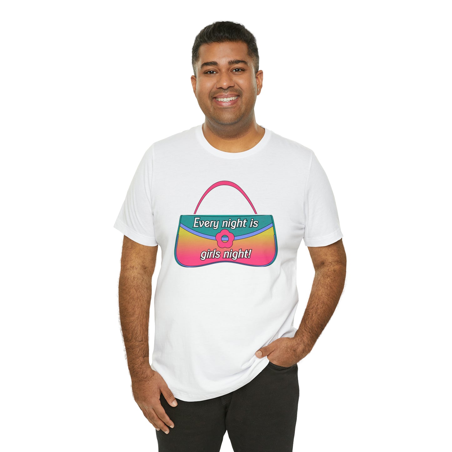 90's Purse: Every Night is Girl's Night, Unisex Jersey Short Sleeve Tee