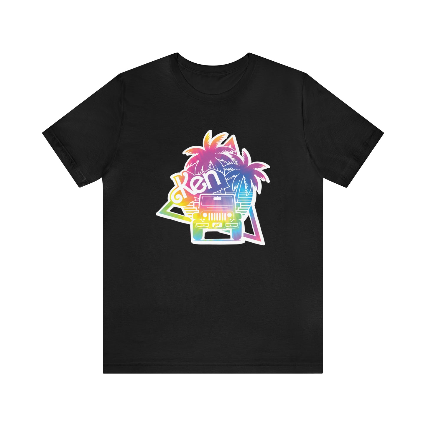 White sticker tie dye, Beep Beep KEN Jeep, Unisex Jersey Short Sleeve Tee