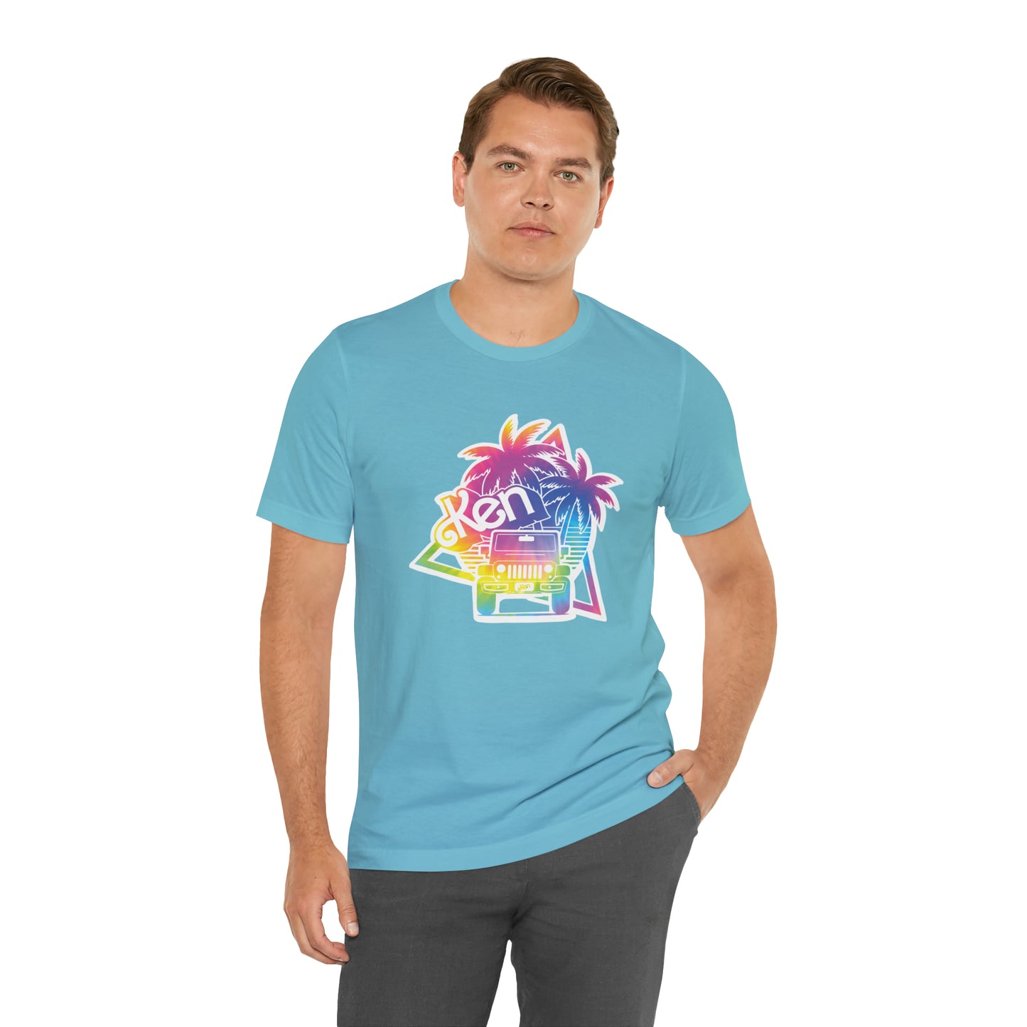 White sticker tie dye, Beep Beep KEN Jeep, Unisex Jersey Short Sleeve Tee