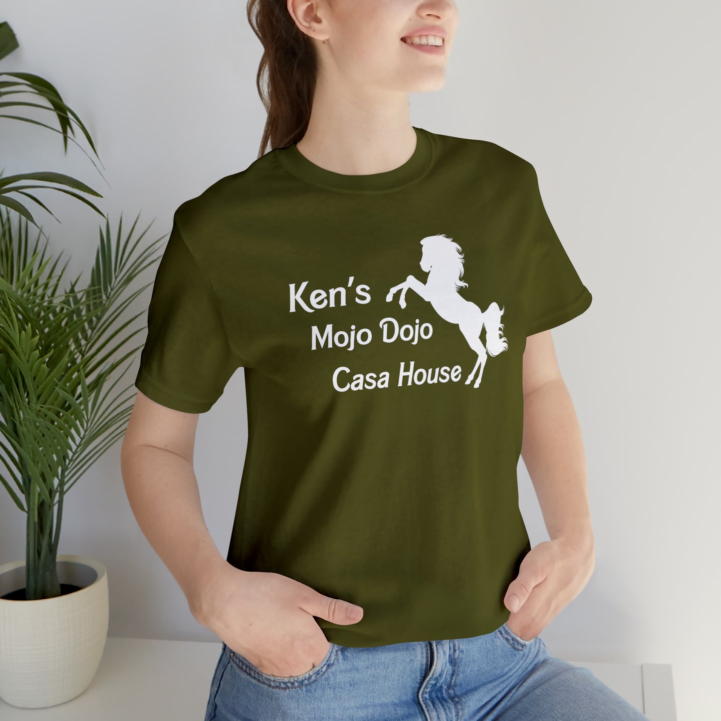 White Silhouette Horse, Mojo Dojo Casa House, Unisex Jersey Short Sleeve Tee