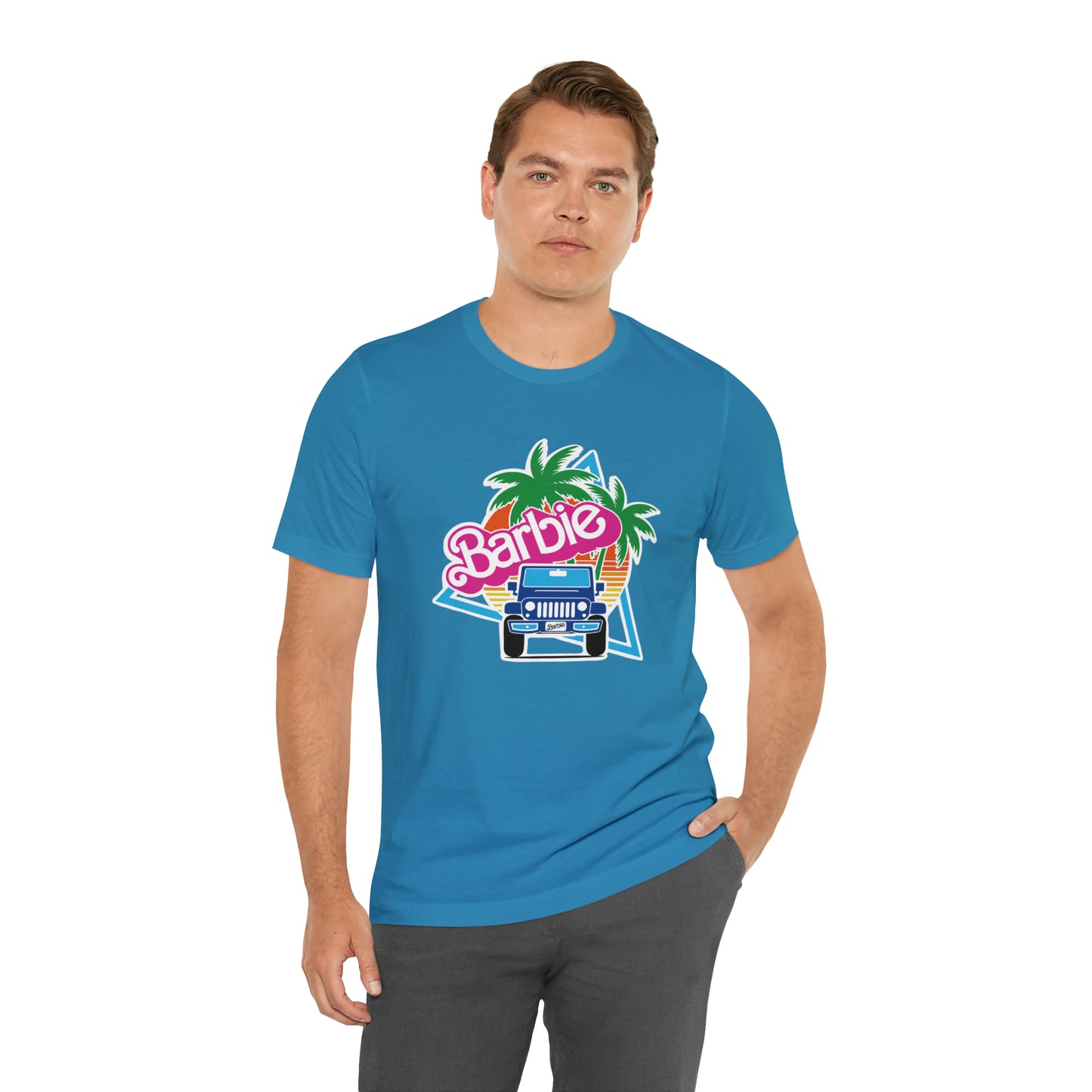 Blue jeep, Beep Beep Barbie Jeep, Unisex Jersey Short Sleeve Tee