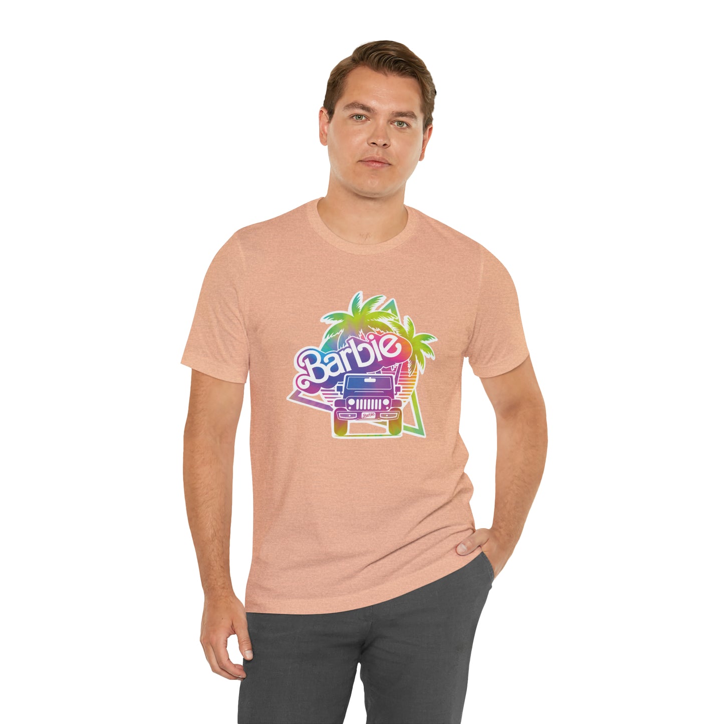 Tie dye 1, Beep Beep Barbie Jeep, Unisex Jersey Short Sleeve Tee