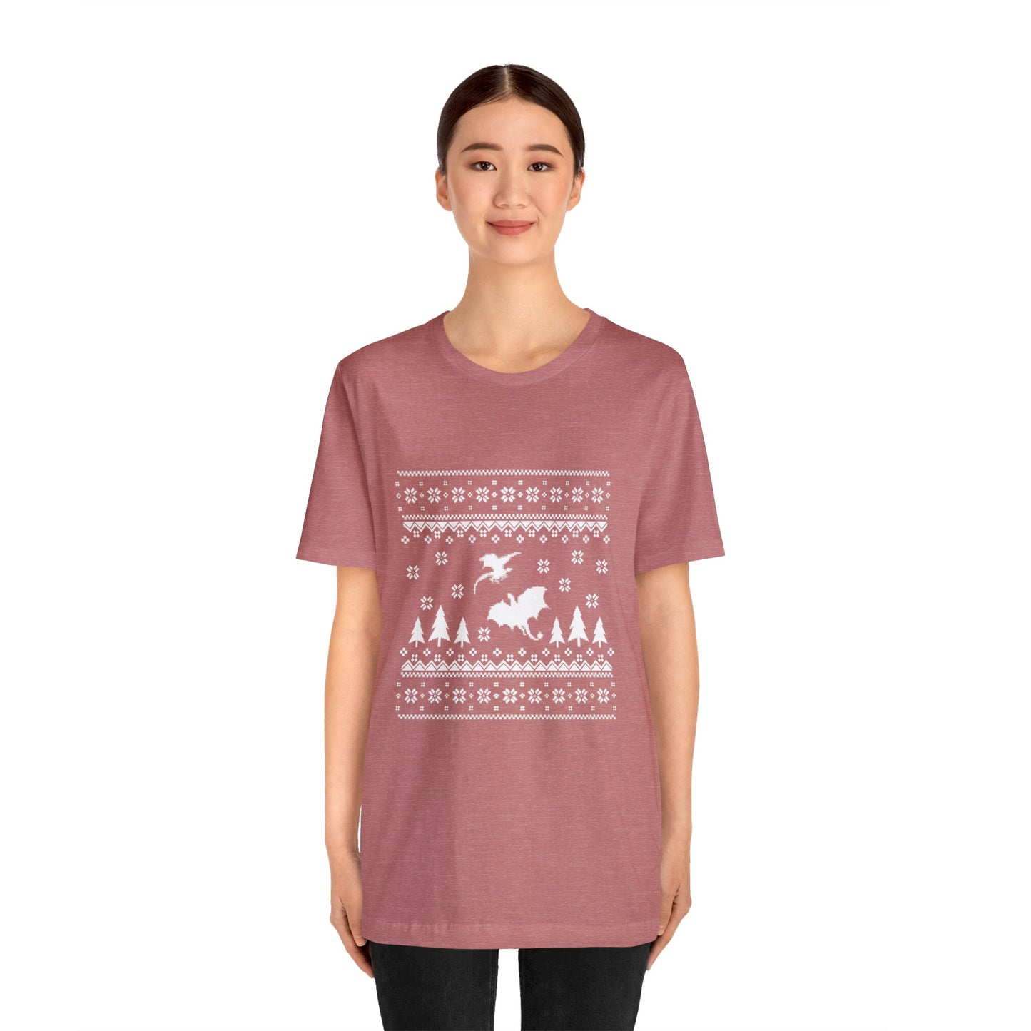 8-bit Fair Isle Dragon Christmas Version 5 - Unisex T-shirt