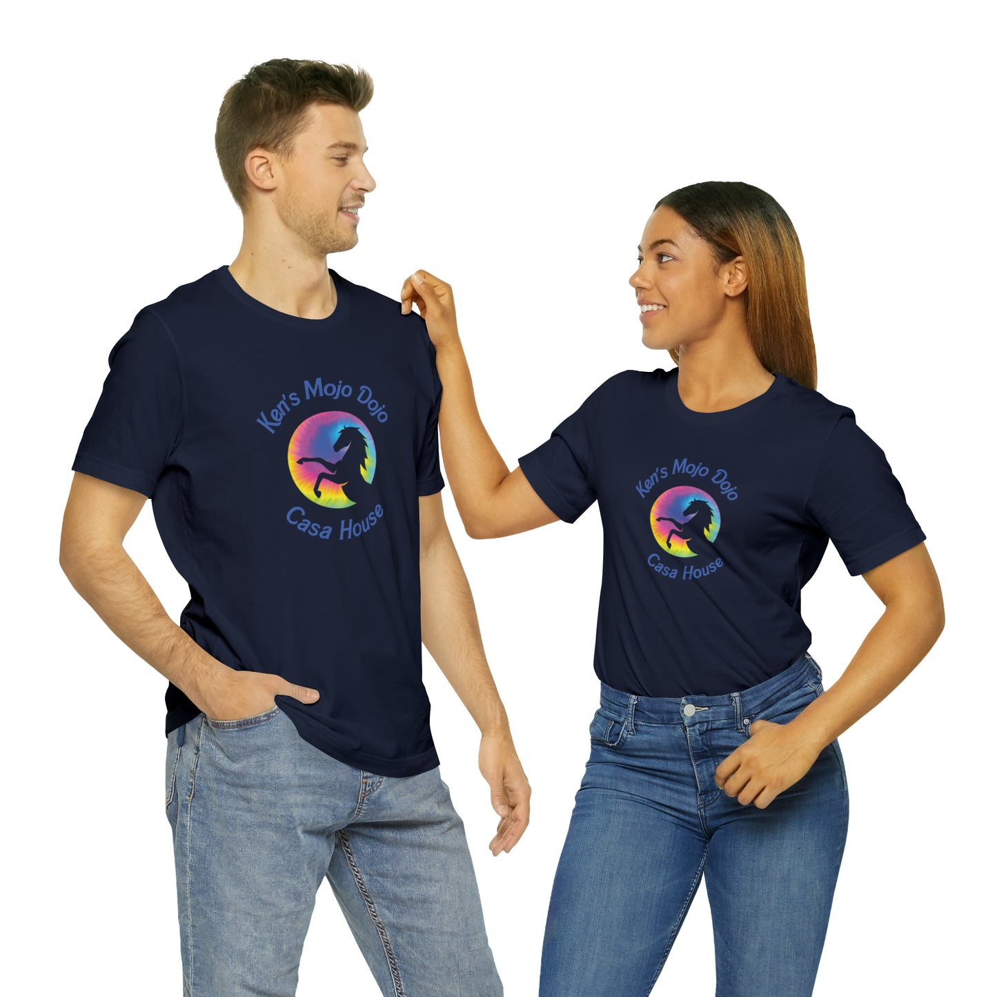 Tie Dye Moon Ken Blue, Unisex Jersey Short Sleeve Tee