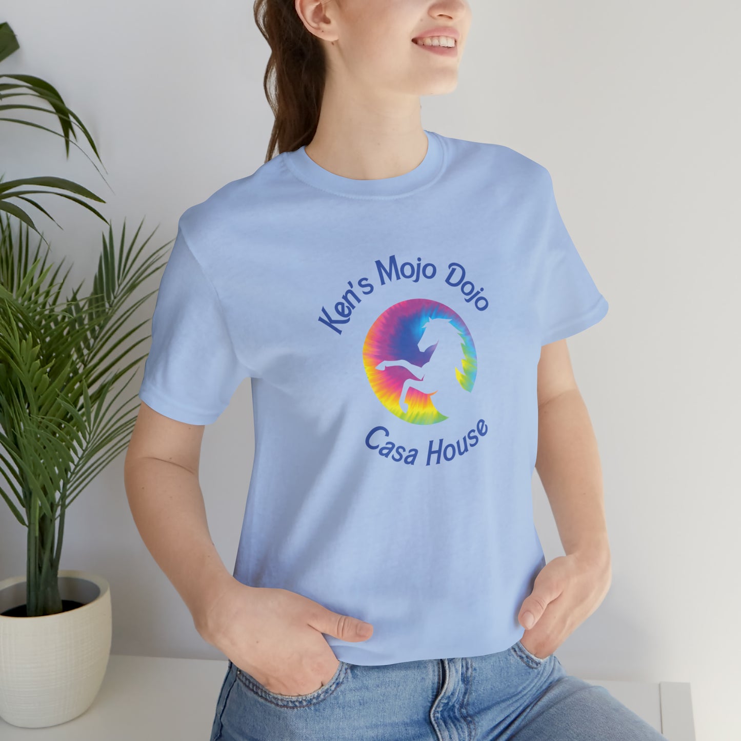 Tie Dye Moon Ken Blue, Unisex Jersey Short Sleeve Tee