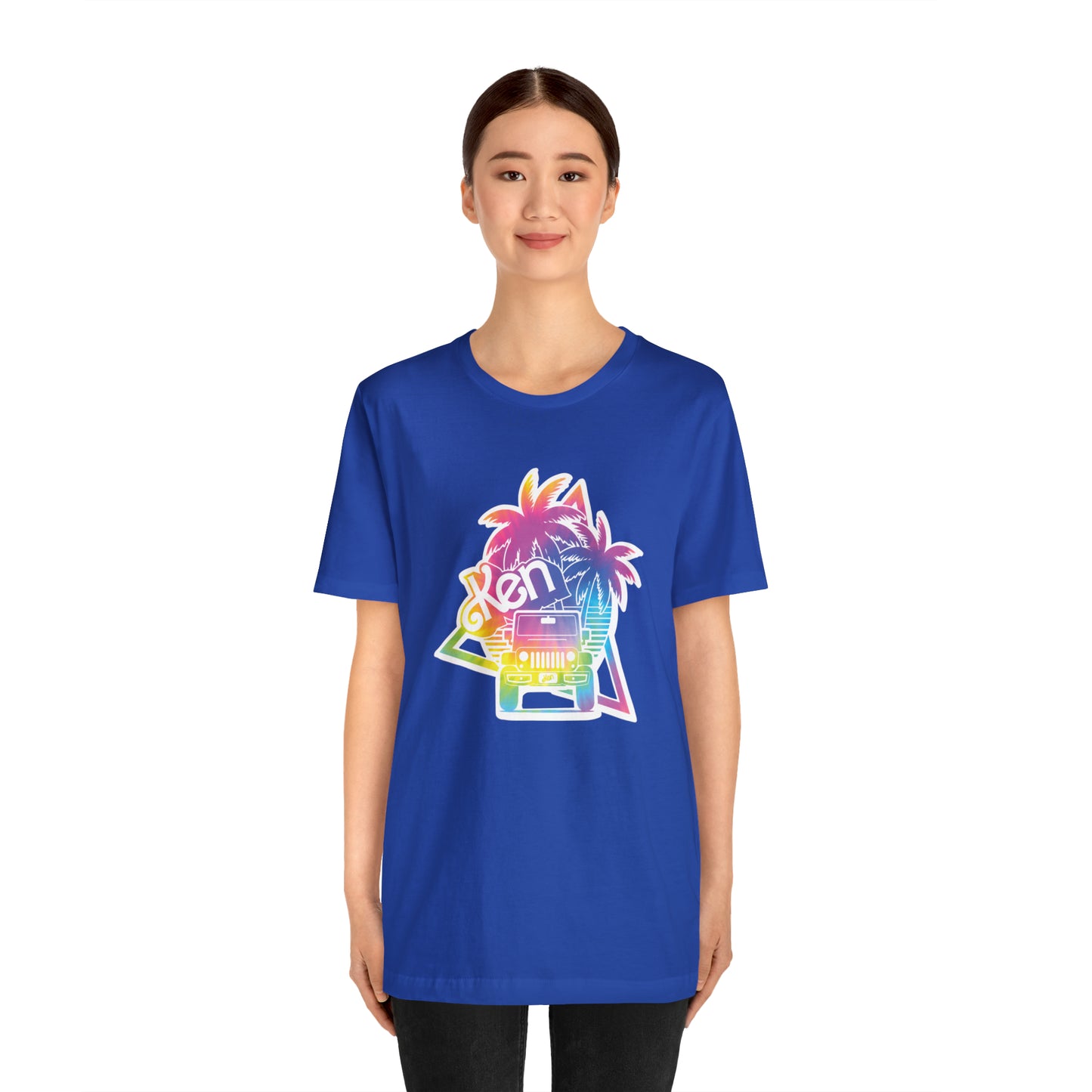 White sticker tie dye, Beep Beep KEN Jeep, Unisex Jersey Short Sleeve Tee