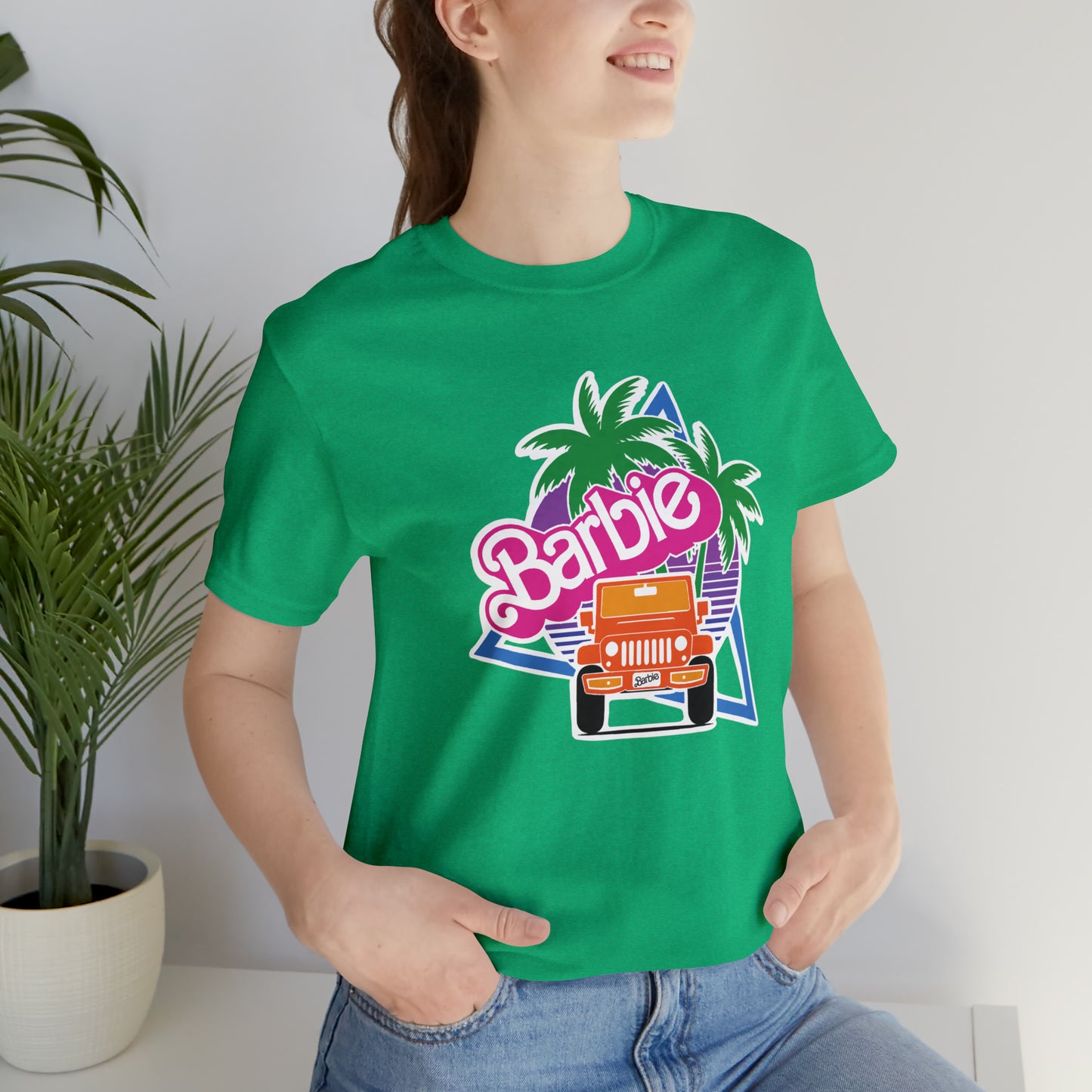 Orange, Beep Beep Barbie Jeep, Unisex Jersey Short Sleeve Tee