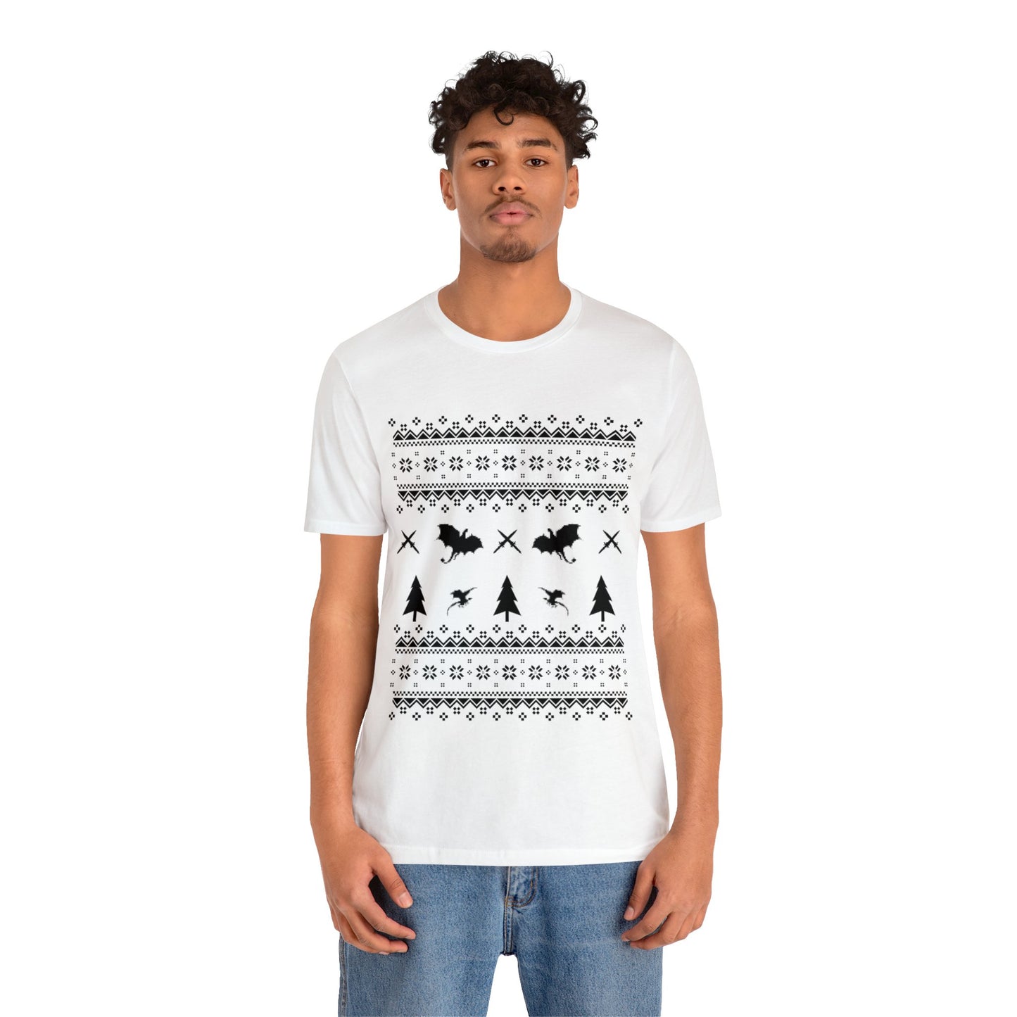 8-bit Fair Isle Dragon Christmas - Version 1 - Unisex T-shirt
