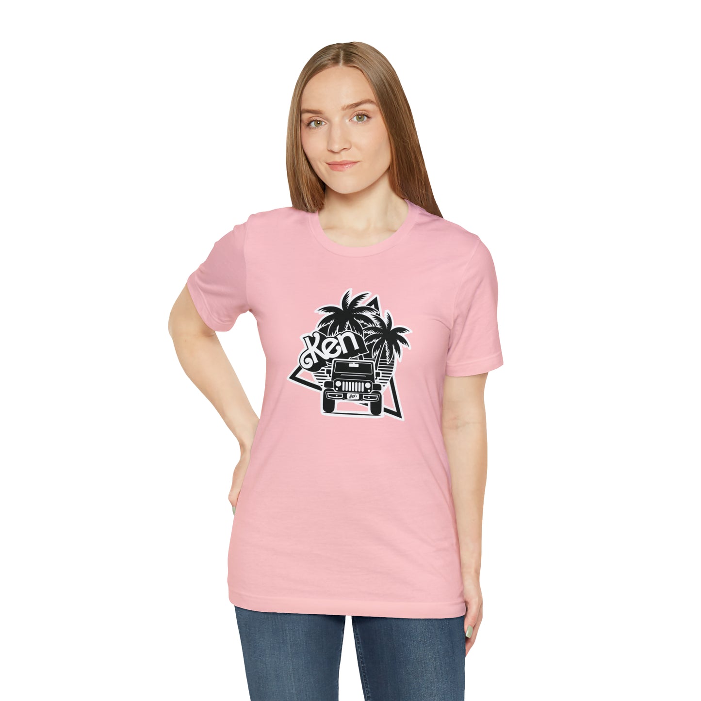 Black and White, Beep Beep Barbie KEN, Unisex Jersey Short Sleeve Tee