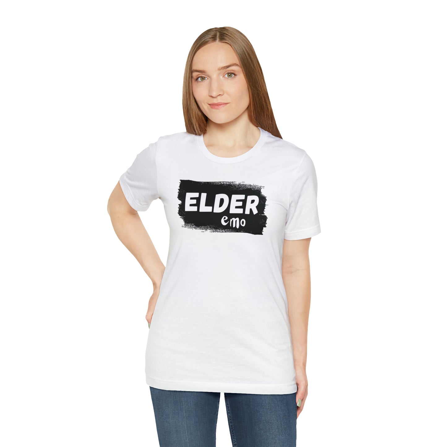 BLACK LETTER Elder Emo, Unisex Jersey Short Sleeve Tee