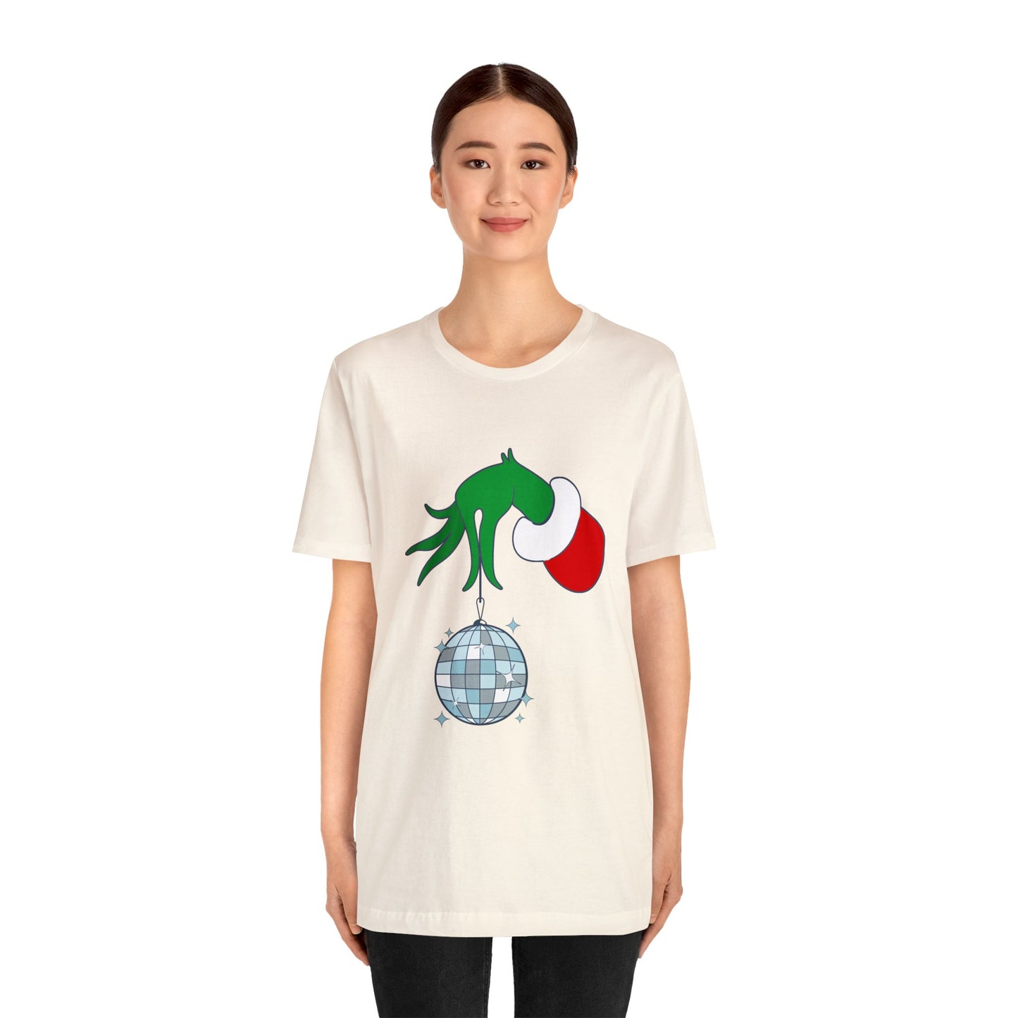 Back design - Grinchy Groovy and Bright Jingle Disco Ball - Unisex T-shirt
