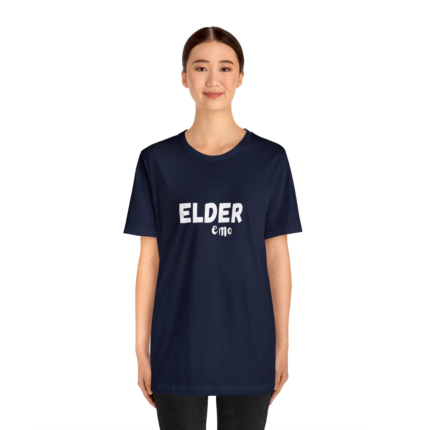 No paint WHITE LETTER Elder Emo, Unisex Jersey Short Sleeve Tee