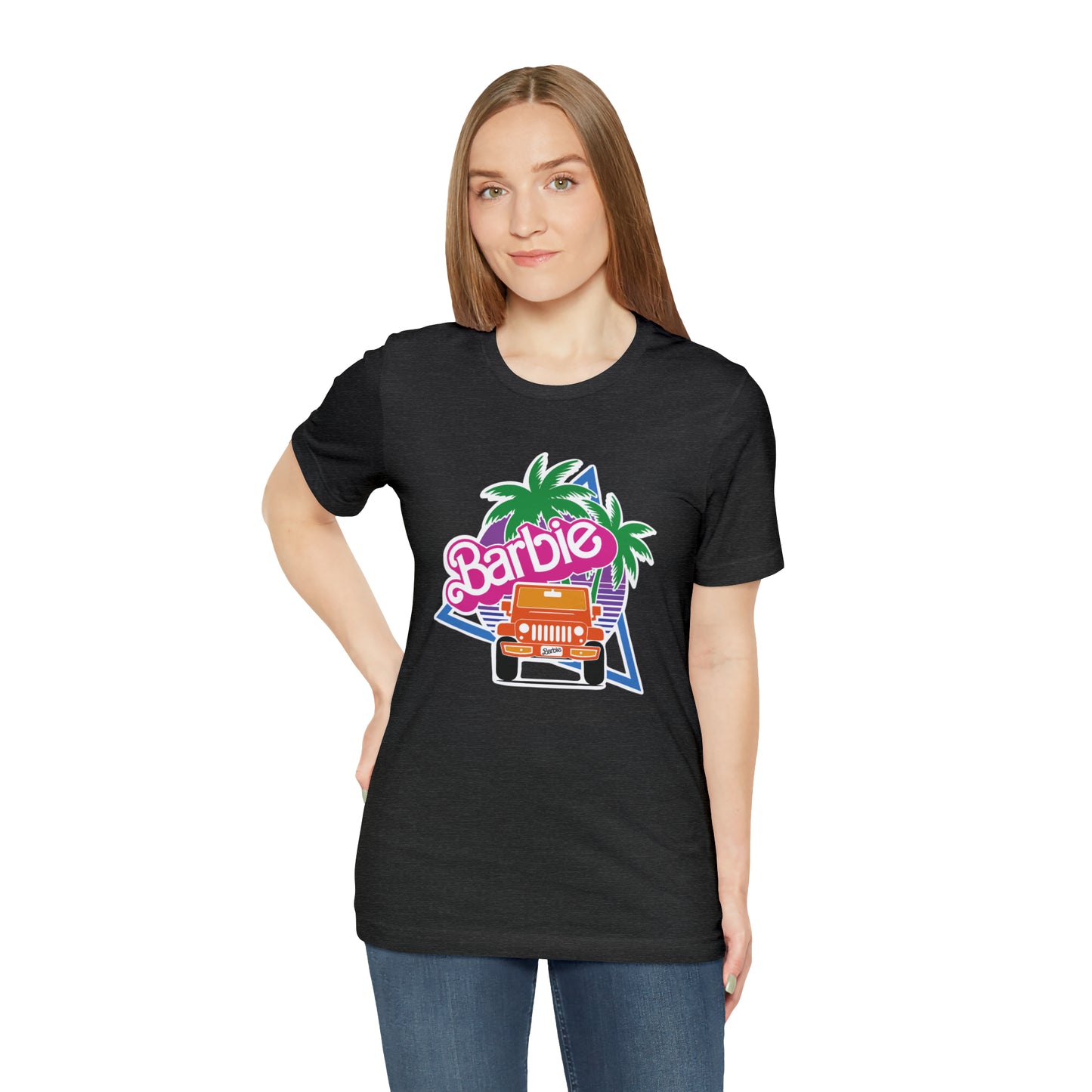 Orange, Beep Beep Barbie Jeep, Unisex Jersey Short Sleeve Tee