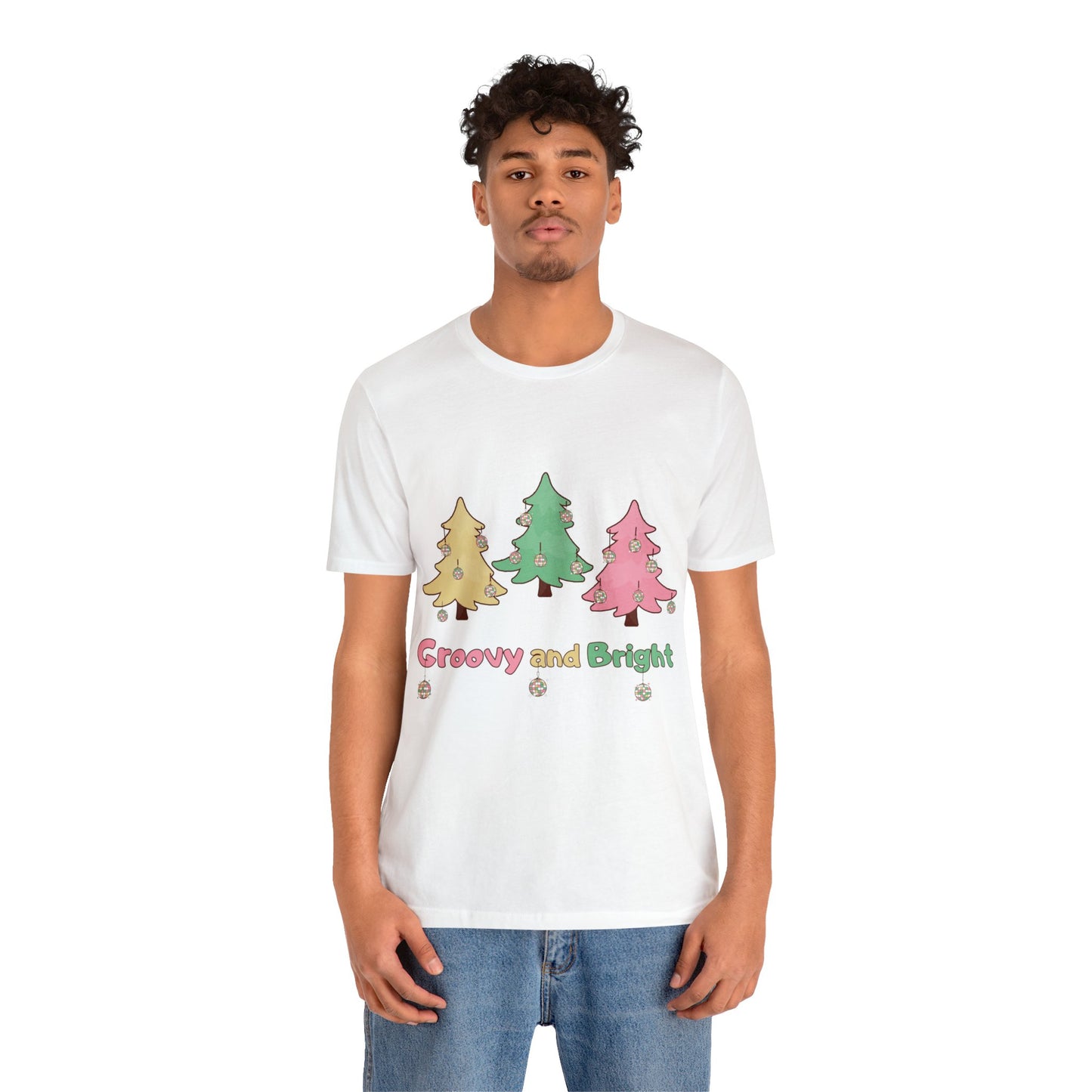 Pink Trees Farm Groovy and Bright Jingle Disco Ball on back - Unisex T-shirt