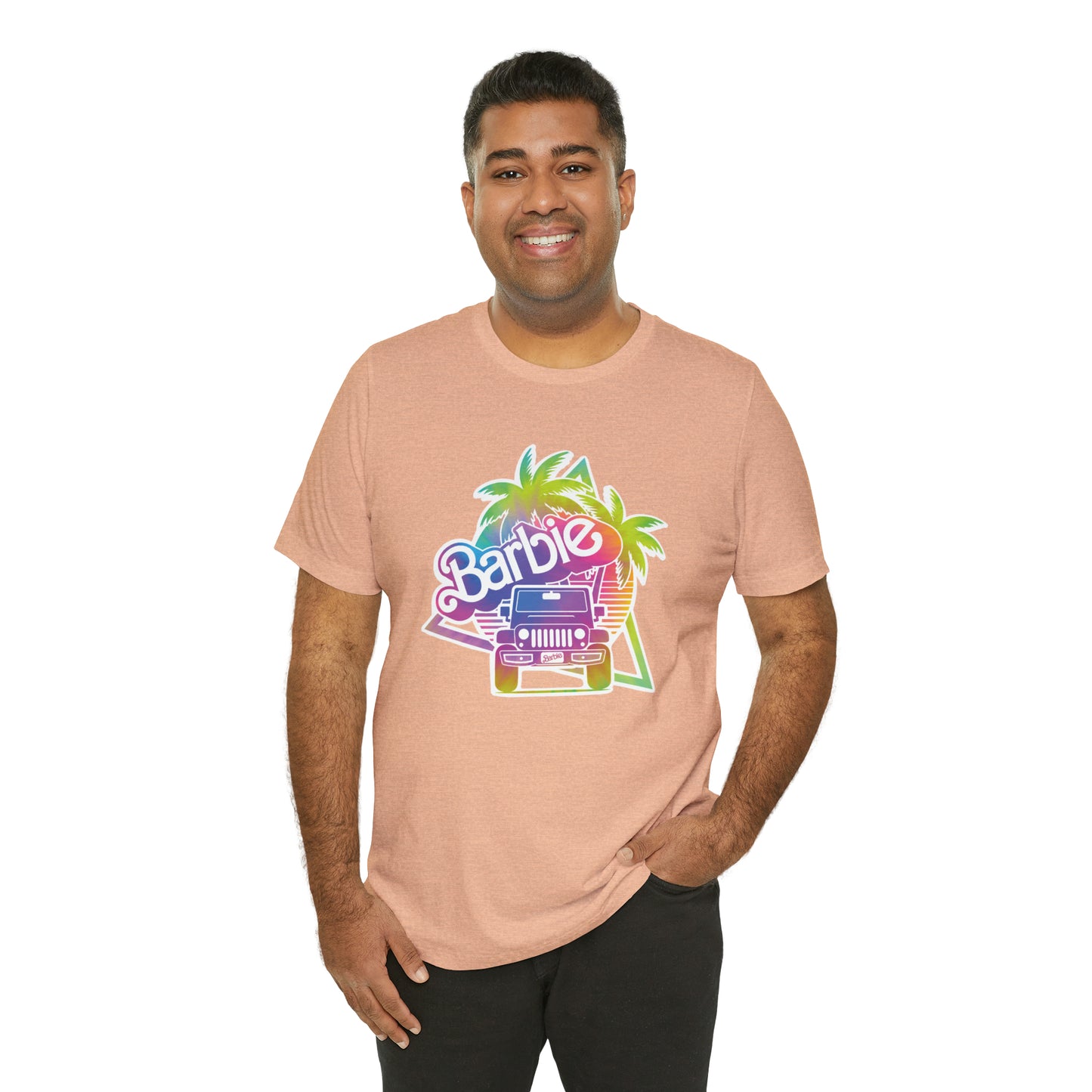 Tie dye 1, Beep Beep Barbie Jeep, Unisex Jersey Short Sleeve Tee