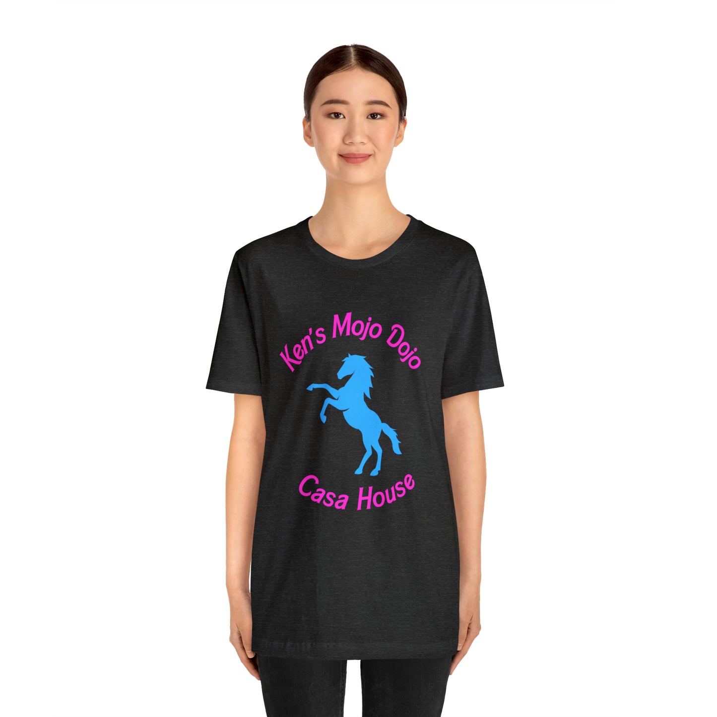 Neon Pink and Blue: Ken's Mojo Dojo Casa House, Unisex Jersey Short Sleeve Tee