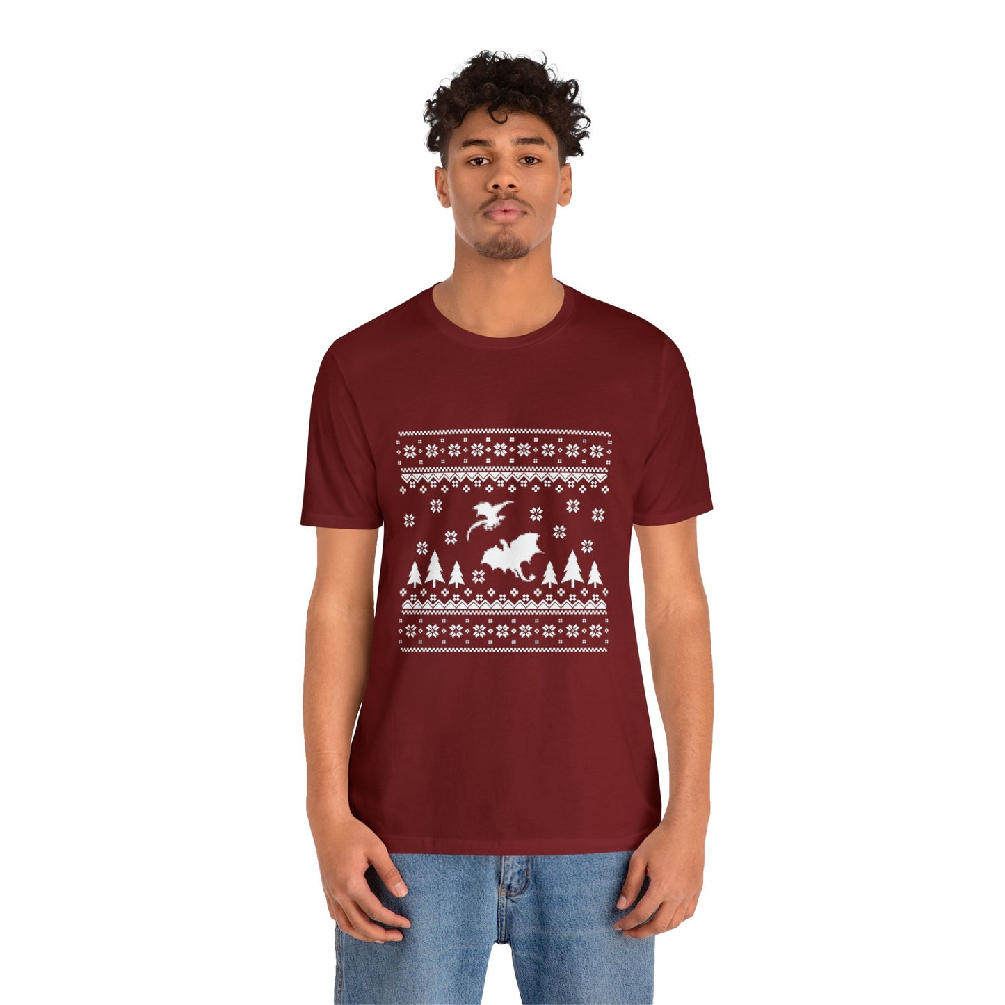 8-bit Fair Isle Dragon Christmas Version 5 - Unisex T-shirt