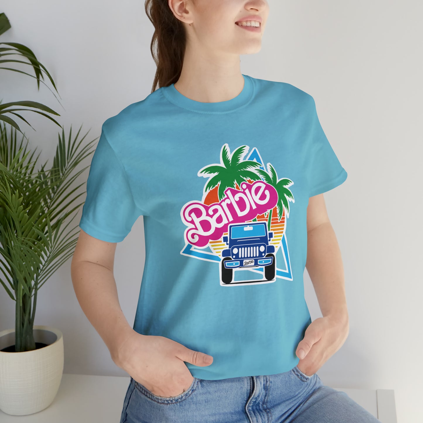Blue jeep, Beep Beep Barbie Jeep, Unisex Jersey Short Sleeve Tee