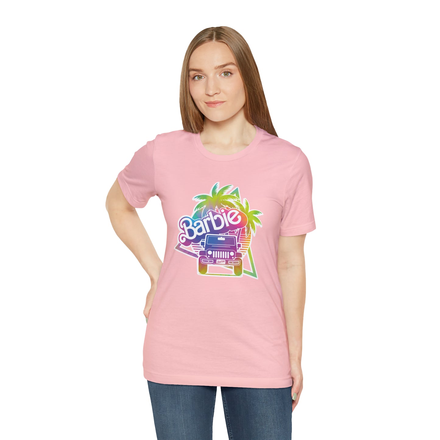 Tie dye 1, Beep Beep Barbie Jeep, Unisex Jersey Short Sleeve Tee